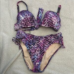 Profile 3 Piece Purple and Blue Bikini Set